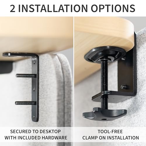 VIVO Gray Clamp-on 108 x 24 in Privacy Panel, PP-3-V108G | Sound Absorbing PET Partition, Office Divider, Clamp Fits 0.4-1.4 in Thick Desktops, 3 Pack, 60 x 24 in (x1), 24 x 24 in (x2) - color: Light Gray, size: 108"