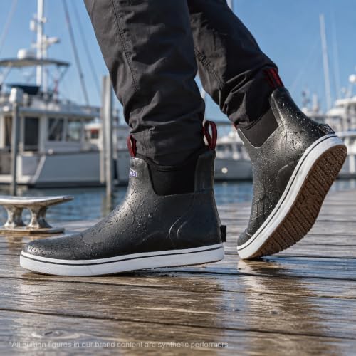 SUREWAY Men's Deck Boots Non-Slip Fishing & Ankle Boating Boot | Waterproof Rain Boots, Lightweight Neoprene Rubber Deck Boots - color: All Black, size: 11
