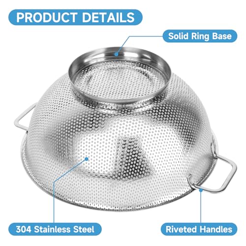 Colander for Kitchen, 3QT, Stainless Steel Colander Strainer with Handle for Fruits Vegetables Cooking Food, Dishwasher Safe - size: 3QT
