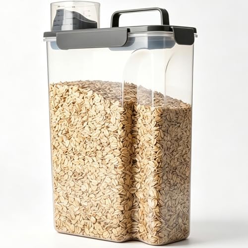 Komzon Rice Storage Containers, 20 LB Rice dispenser with Pouring Spout Large Bin for Flour, Pasta, Grain and Baking, Pet Dog Cat Bird Food Container Grey - color: 20lb grey