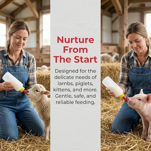Goat Bottle and Goat Bottle Nipples, 2 pcs Nipple 3pcs 500 ml and 3pcs 400ml Lamb Feeding Bottle Kit for Feeding Sheep Goat Lamb Puppy for Farm