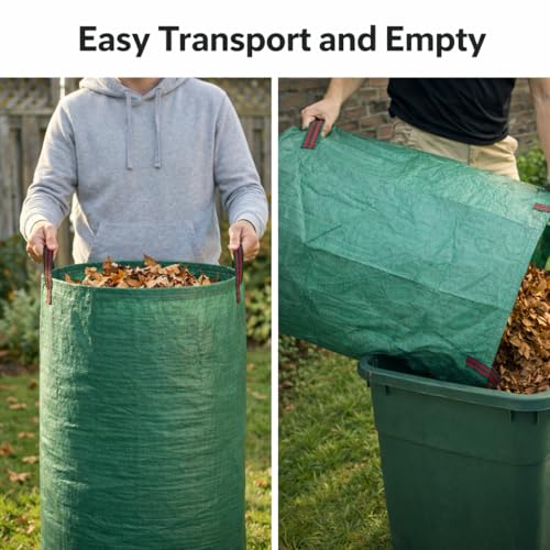 Gardzen 3 Pack 72 Gallon Garden Waste Bags Reusable Heavy Duty | Gardening Bags for Lawn, Pool and Yard Cleanup, Reusable Leaf Waste Bags for Leaves, Grass Clippings and Outdoor Debris - size: 3 Count (Pack of 1)