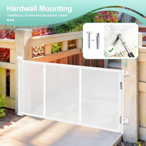 EZIGO Retractable Baby Gates Replacement Parts for 100/120 inch Dog Gate | Full Set Wall Mounting Accessories Including Brackets, Latches, Screws for Extra Wide Baby Gate Retractable Dog Gate, White - color: White, size: Medium