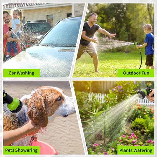 NEXCOVER Garden Hose Nozzle Sprayer - 7 Adjustable Watering Patterns Nozzle for Water Hose, Non-Slip Garden Spray Nozzle for Car Washing, Watering Plants, Pets Showering, Lawns Cleaning, Green - color: Green