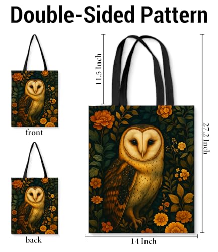 Vintage Botanical Animal Canvas Tote Bag for Women, Aesthetic Floral Animal Reusable Shoulder Bag for Shopping - color: Barn