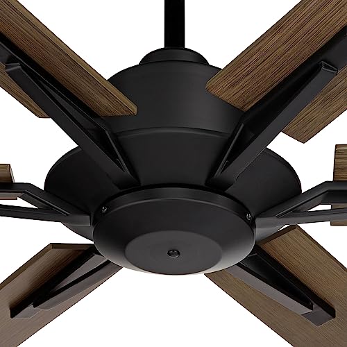 72" Expedition Matte Black Damp Rated Large Indoor Outdoor Fan with Remote | Industrial Rustic Style Light Weathered Oak for Patio Exterior House Porch Gazebo Garage Barn