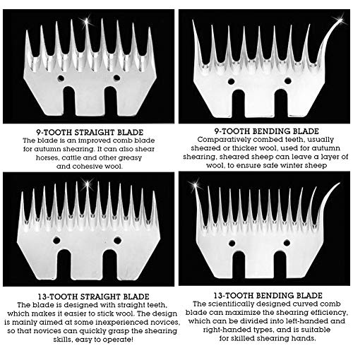 Stainless Steel Sheep Clippers 9 Tooth 13 Tooth Replacement Shearing Cutter Upper Serration for Sheep Goat Grooming, Smooth Efficient Cutting for Farmers Livestock Trimming - size: 9-tooth curved (+ swing )