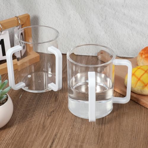 2 Pcs Judaica Hand Washing Cup with Dual Handles 5" Acrylic Clear Negel Vasser Hand Washing Cup for Jewish Ritual Netilat Yadayim Holiday Gifts (White Handle) - color: White Handle