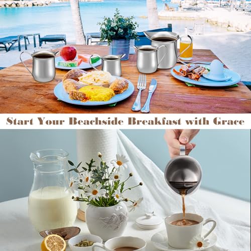 Honeydak 4 Pcs 2, 3, 5, 8 OZ Stainless Steel Bell Creamers Pitcher Mini Cup Container Espresso Shot Frothing for Serving Milk Coffee Cream for Restaurant Cafes Home - size: 2 oz, 3 oz, 5 oz, 8 oz