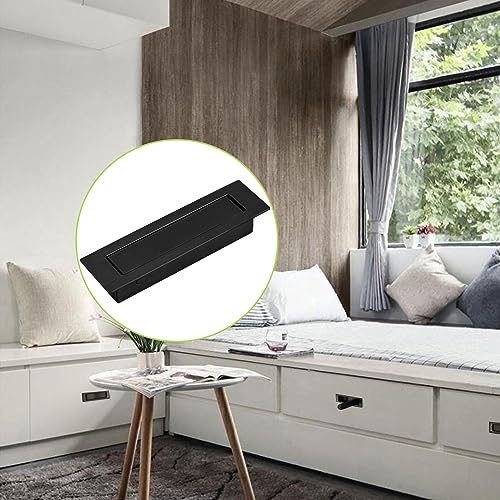 2PCS 304 Stainless Steel Recessed Pocket Door Handle Hardware Brushed Flush Mount Pocket Door Edge Pull for Closet Pocket (Black) - color: Black-2pcs-A