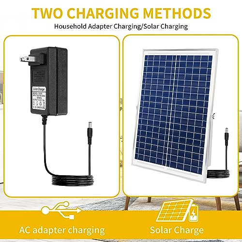 Solar Powered Rechargeable Fan 16", Whisper Quiet 15dB, 50Hr Runtime for Home Office Camping