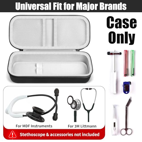 Stethoscope Case for 3M Littmann/for MDF,Nursing School Essential Organizer‌ | For Classic III Monitoring/Lightweight II SE/Cardiology IV Diagnostic/Acoustica,Doctor/Student/Clinical Use,Case Only,G-Black - color: Matte Black