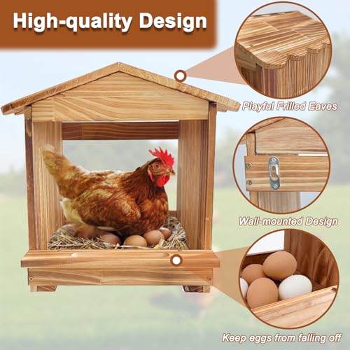 3 Pcs Chicken Nesting Box, Wooden Nesting Boxes for Chickens & Ducks, Farm House Wall Mount Egg Laying Boxes for Hens, Small Chicken Coop Nesting Boxes (11.42" L X 12" W X 15" H) - size: 11.4"L x 12.0"W x 15.0"H
