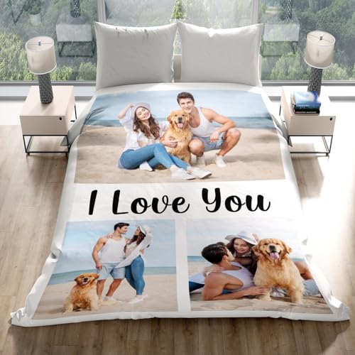 inkArts Personalized Photo Blankets, Customized Blankets with Pictures, Fleece Throw Blanket, 30x40 inches, Lightweight, Durable, Machine Wash, Unisex, Christmas Theme - color: 3 Photos