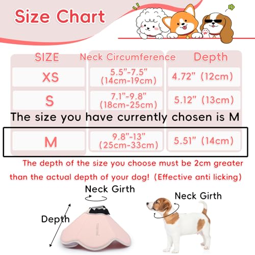 Soft Dog Cone Collar Alternative for Medium Dogs(Small&Medium Dachshund Beagle Shiba lnu), Adjustable Protective Dog Recovery Cone, Elizabethan Comfortable Neck Pillow Cone After Surgery Anti Licking