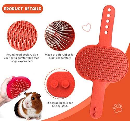 Cat Grooming Kit Set with Pet Shedding Slicker Brush Nail Clipper Trimmer Pet Massage Bath Glove Flea Comb for Bunny Puppy Kitten Guinea Pig Chinchilla Ferret Small Animals (Red, Pink) - color: Red, Pink