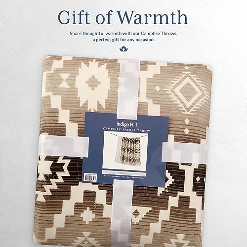 Indigo Hill by HiEnd Accents Chalet 54x68 Brown Sherpa Throw Blanket | Aztec Tribal Navajo Print, Western Southwestern-Style Fleece Blanket for the Couch, Sofa, Bed, or Camping - color: Chalet Aztec