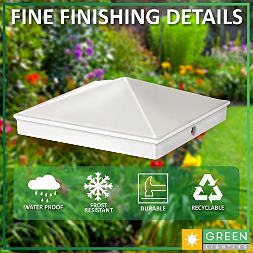 GreenLighting 6x6 Aluminum Pyramid Post Cap Cover (White 4 Pack) Fits 6x6 Nominal Wood (True 5.5 x 5.5) Powder Coated Matte Outdoor Caps Cover, Fence, Decking, Waterproof - color: White 6x6, size: 4 Pack
