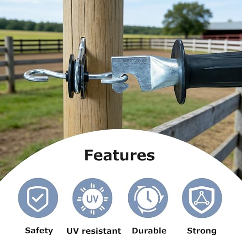 Heavy-Duty Gate Handle Electric Fence Gate Handles Rubber Insulated Gate Handle with Spring for Farm, House, Residence, Black 10 Pcs