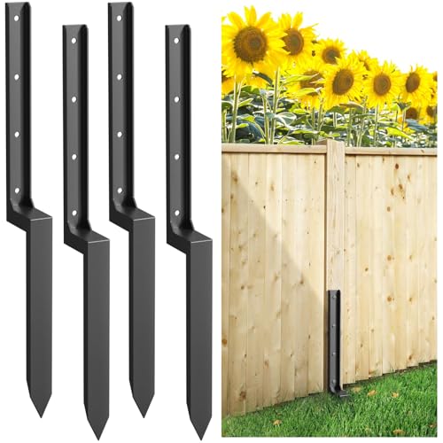 4PCS Fence Post Repair Kit, Heavy Duty Fence Post Repair Stakes, Anchor Ground Spike for Fix Broken Wooden Support - style: 4PCS