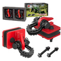 Tractor Bucket Grab Hook with 5/8" D-Ring Shackle Combo, Bolt-On Tow Hook and D-Ring Shackle, Matching Backing Plate, Rubber Gaskets & Isolators, 20000LBS Breaking Strength, 2 Set, Red&Black - color: Red&Black