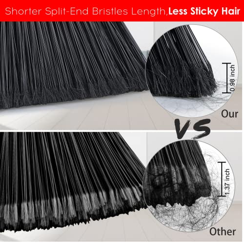 3-Pack Heavy Duty Broom, Commercial Broom with 55" Long Handle Outdoor Indoor, Industrial Brooms for Sweeping Garage Concrete Courtyard Patio Home Kitchen Office - All Black - color: Total Black