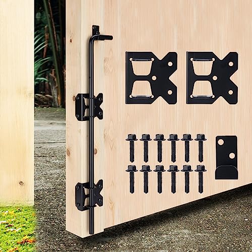 Upgrade 18" Heavy Duty Cane Bolt Gate Drop Rod-Steel Gate Ground Latch Designed for Wood Metal Vinyl Gates or Double Doors Fence - size: 18 Inch-1 Pack