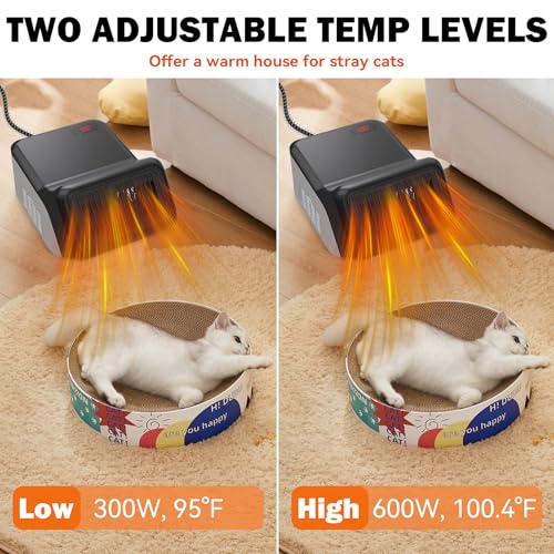 Dog house heater for chicken coop pet, adjustable temperature of 300W/600W for winter warmth, low noise, overheat protection, bite-proof wires, suitable for indoor and outdoor use
