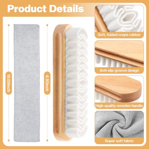 2 Pcs Suede Shoe Brush Nubuck Leather Cleaner Shoes Shine Dauber Crepe Applicators Set with Cleaning Cloth(Suede Brush with Cloth) - style: Suede Brush with Cloth