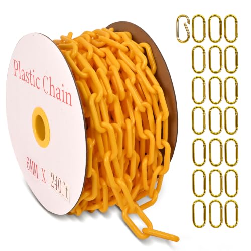 240 Feet Plastic Barrier Chain Yellow,1.5-Inch Link Diameter Safety Barrier Chain，Large Plastic Chain，6MM Plastic Barrier Chain，Plastic Chain Links - color: Yellow, size: 1-1/2 in-240feet