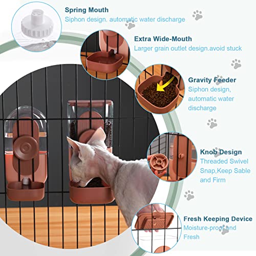 Rabbit Feeder, Bunny Water Bottle Dispenser, Pet Ferret Cage Food Bowl - color: Brown