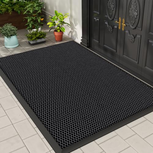 Front Door Mat Outside Entrance Entry Welcome Mat 36"x60" Gray Large 3x5ft | Heavy-Duty Dirt Trapper Non Slip Rubber Entrance Doormats for Entryway Porch Garage 3D Mesh Stain Resist All Season & Weather - color: Grey, size: 36"x60"
