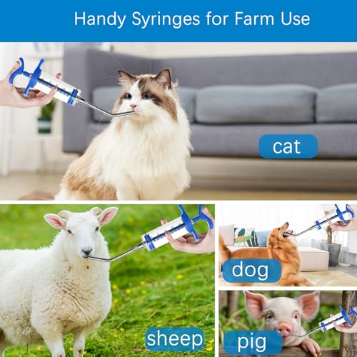50ml Drenching/Feeding Syringes,with 1 Adjustable Dosage Nozzle,Reusable Feeding Syringe for Sheep,Dog,Goat,Pig,Cat,Small Animals Feeding Supplies