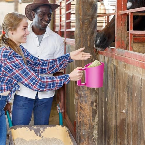 Feed Scoop - Grain Scoop for Horse,Heavy Duty Plastic Large Food Scoop for Large Dogs Livestock 1.8 Quart/7.2Cups Pink