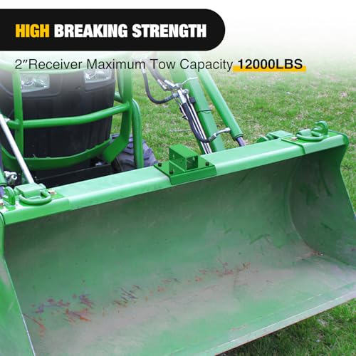 Nilight Bolt on Tractor Bucket 2 inch Towing Receiver Adapter 5/8”Pin Hole | Class 3 Trailer Hitch 12000 LBS Work Well for Tractor Buckets Green - color: 2 inch Towing Receiver Green