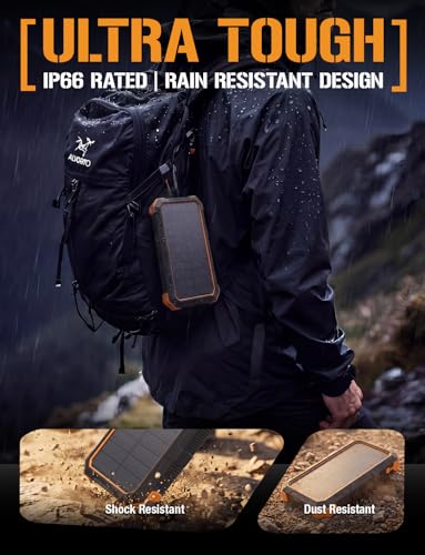 ToughTested 24000mAh Solar Power Bank, LED Flashlight, USB-C Fast Charging | Fast charging power bank with LED flashlight and IP66 rugged protection for camping, travel, and emergencies