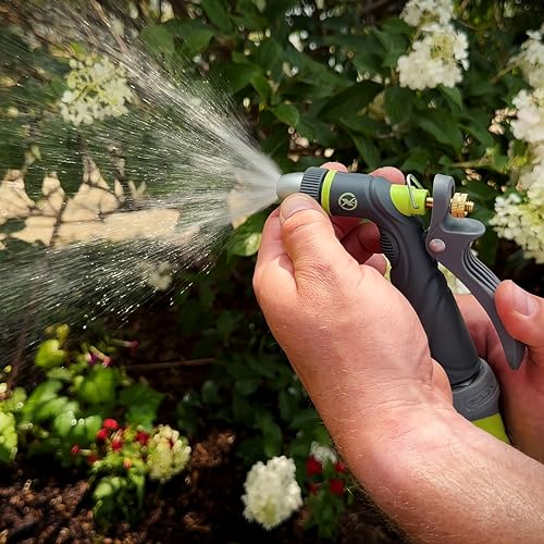Flexzilla Metal Adjustable Pistol Grip Garden Hose Nozzle Sprayer with Durable Metal Construction & Variable Water Flow - color: Chartreuse, style: Twist Action Pistol Grip