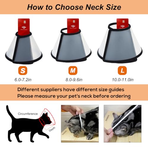 Vivifying Cat Cone Collar– 3 Sizes Lightweight Soft Edge Recovery Cone for Cats, Adjustable Plastic Elizabethan Anti-Lick E-Collar for Post-Surgery Protection (Small) - size: S