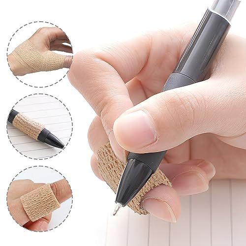 OK TAPE Self Adherent Cohesive Bandages Wrap 24Packs 1" x 5 Yards | Non-Woven Self Adhesive Bandage Wrap for Thumb, Finger, Wrist, Ankle, Vet Wrap Bandages Tape (Beige) - color: Beige/Tan, size: 1 In x 5 Yards