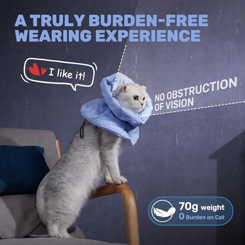 Adjustable Cat Recovery Cone Collar, Lightweight Soft Cat E-Collar Alternative After Spay, Waterproof Comfy Collars to Stop Licking Wound After Surgery, Protective Cone for Kittens/Puppies - color: Sky Blue, size: Small