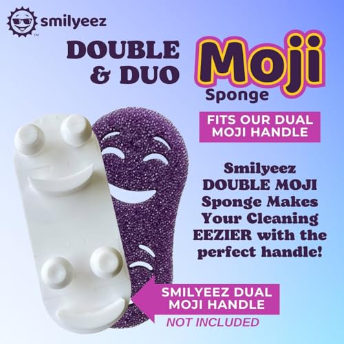 Smilyeez Double-Size Scrub Moji Sponge 2-Pack – Dual Smiling Faces, Temperature-Responsive Scrubber – Scratch-Free, Odor & Stain Resistant – Yellow - color: Yellow Double Moji