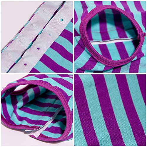 Dog’s Recovery Suit Post Surgery Shirt for Puppy, Wound Protective Clothes for Little Animals(Purple Blue Stripe-XXS) - color: purple blue stripe, size: XX-Small
