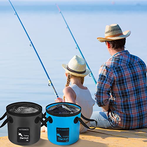 Collapsible Bucket 5 Gallon Container Folding Water Bucket Portable Wash Basin 20L - color: Black