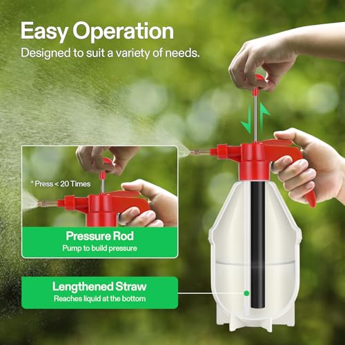 VIVOSUN 50oz Pump Sprayer, Handheld Garden Water Sprayer Bottle (Pack of 2) - color: Red, size: 50oz (Pack of 2)