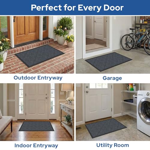 Barnyard Designs Premium Gray Non-Slip Door Mat (24" x 36", 2-Pack) | Heavy-Duty Entrance Rugs with Rubber Backing for Entryway, Patio, or Porch; Indoor and Outdoor; Set of 2 - size: 2' x 3'