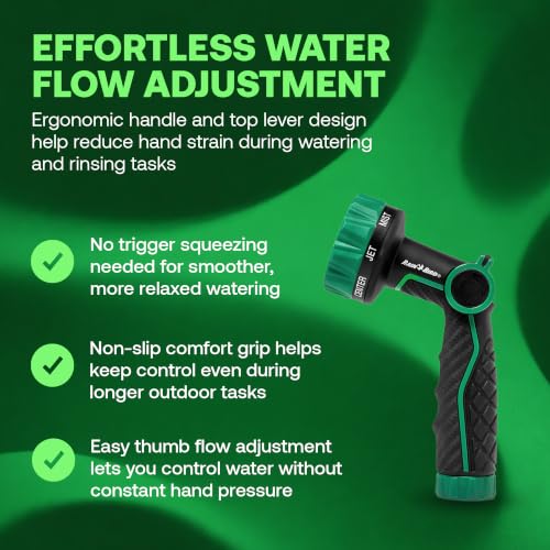 Rain Bird TCNZL8P Garden Hose Nozzle - 8 Pattern Thumb Control Water Spray | Adjustable Nozzle for Watering Plants, Outdoor Cleaning, Carbon Fiber Texture Grip, 3/4 In Threaded Connection, Green & Black - size: 8-Pattern