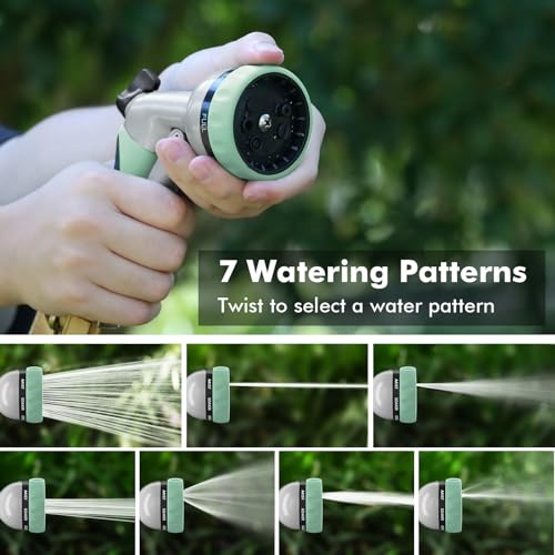 RESTMO Garden Hose Nozzle, Heavy Duty Metal Water Hose Nozzle with 7 Adjustable Spray Patterns, High Pressure Hand Sprayer with Flow Control, Best for Watering Plant & Lawn, Washing Car & Pet, Cyan - color: Cyan
