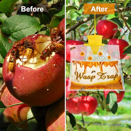 6 Pack Disposable Wasp Traps Outdoor Hanging Bags | Weatherproof Carpenter Bee Traps for Outside, Hornet & Yellow Jacket Trap, Wasp Catcher for Patio Garden Yard - size: 6 Pack