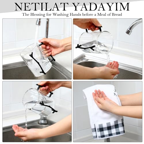 Dingion Judaica Hand Washing Cup for Netilat Yadayim,Black Handle | Clear Acrylic Judaica Hand Washing Cup Stable Dual Black Handles 5 Inch Netilat Yadayim Cup Traditional Jewish Ritual Kohanim - color: Black Handle