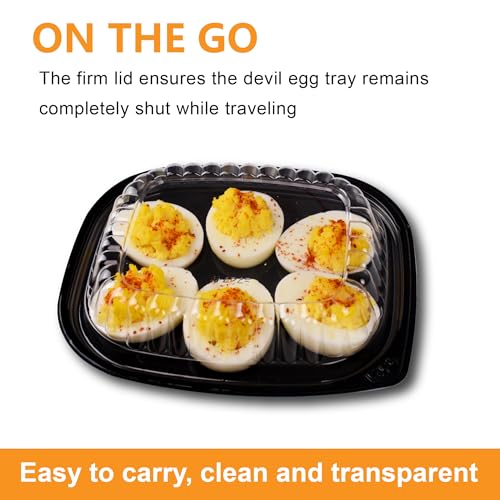 Plastic Deviled Egg Food Tray Six Egg Halves with Disposable Clear Lid - Deviled Egg Containers with Lid (12 Trays and 12 Lids)